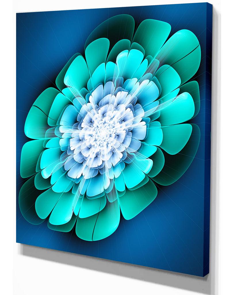 DesignQ Green And Blue 3D Illustration - Floral Contemporary Art On Wrapped Canvas
