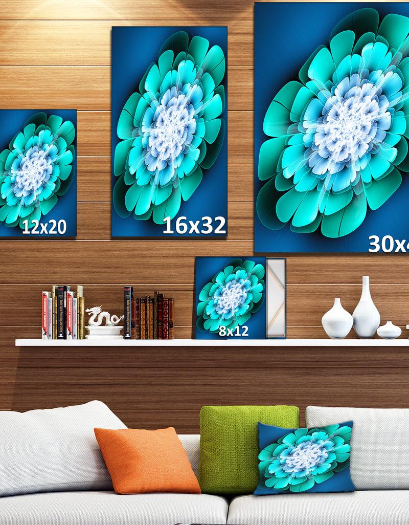 DesignQ Green And Blue 3D Illustration - Floral Contemporary Art On Wrapped Canvas