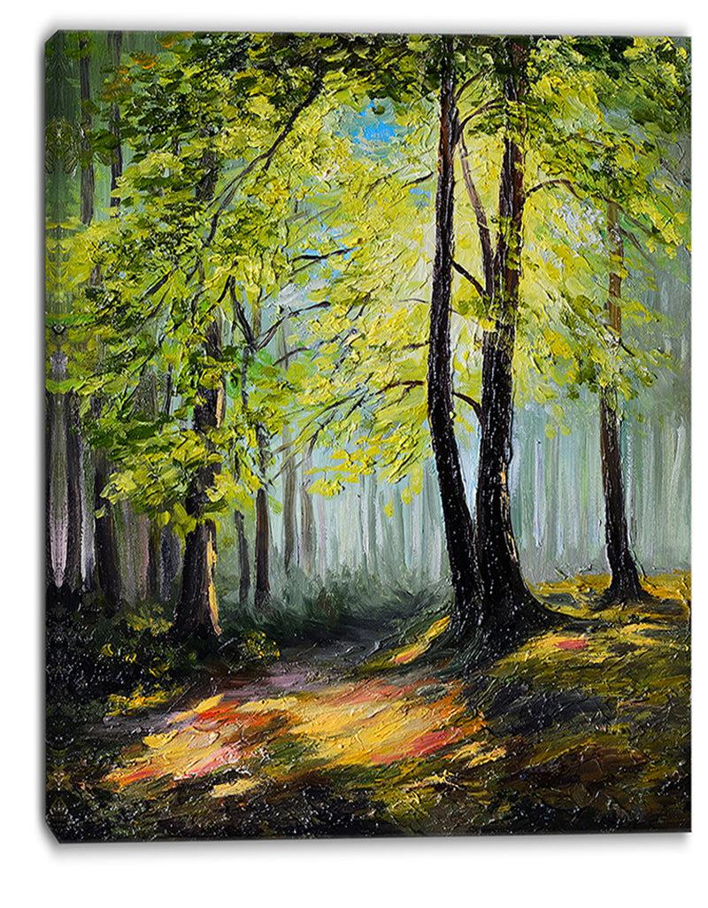 DesignQ Green Autumn Forest - Landscape Canvas Art Print