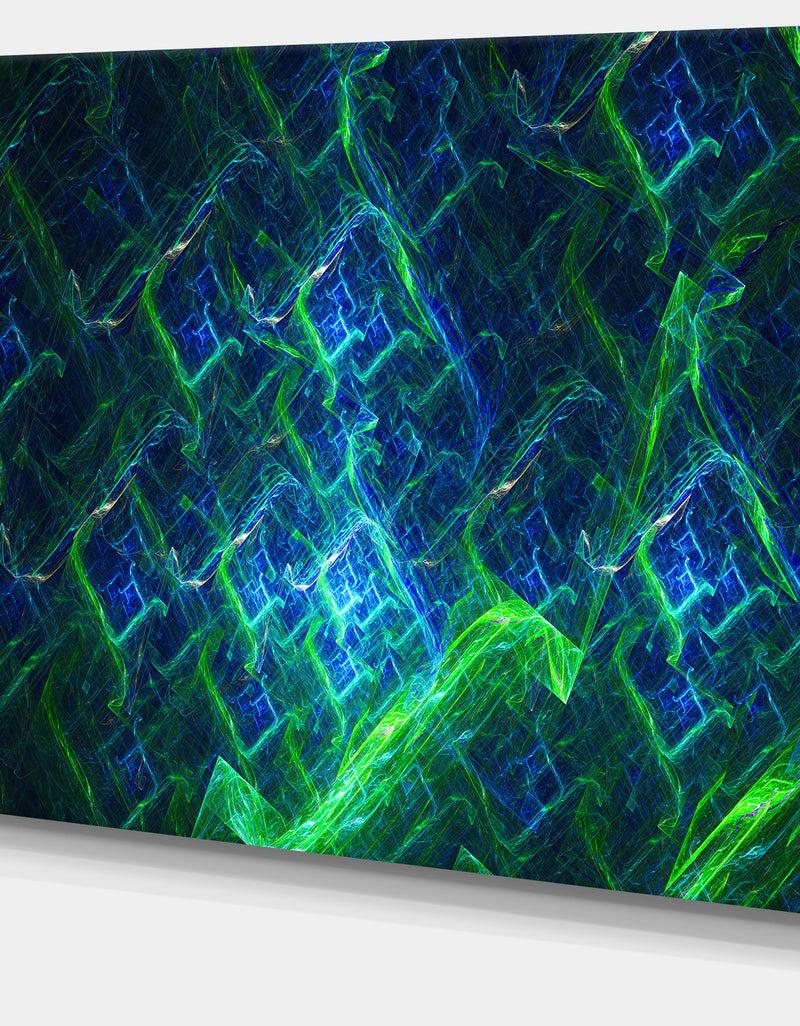 DesignQ Green Blue Electric Lightning - Abstract Art On Canvas