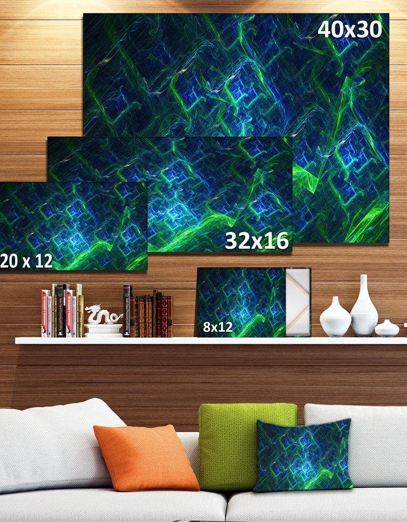 DesignQ Green Blue Electric Lightning - Abstract Art On Canvas
