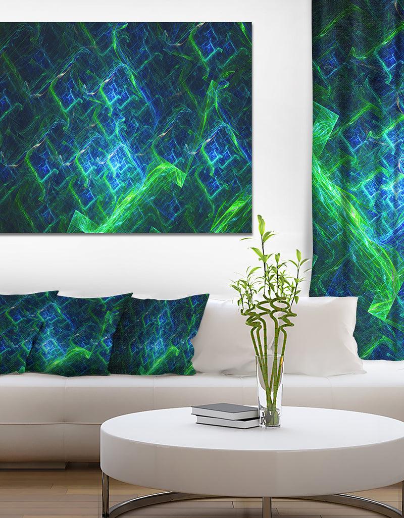 DesignQ Green Blue Electric Lightning - Abstract Art On Canvas