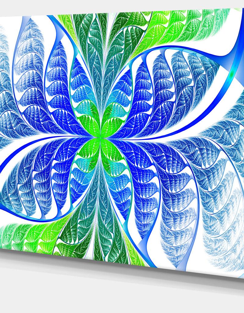 DesignQ Green Blue Fractal Glass Texture - Abstract Wall Art On Canvas