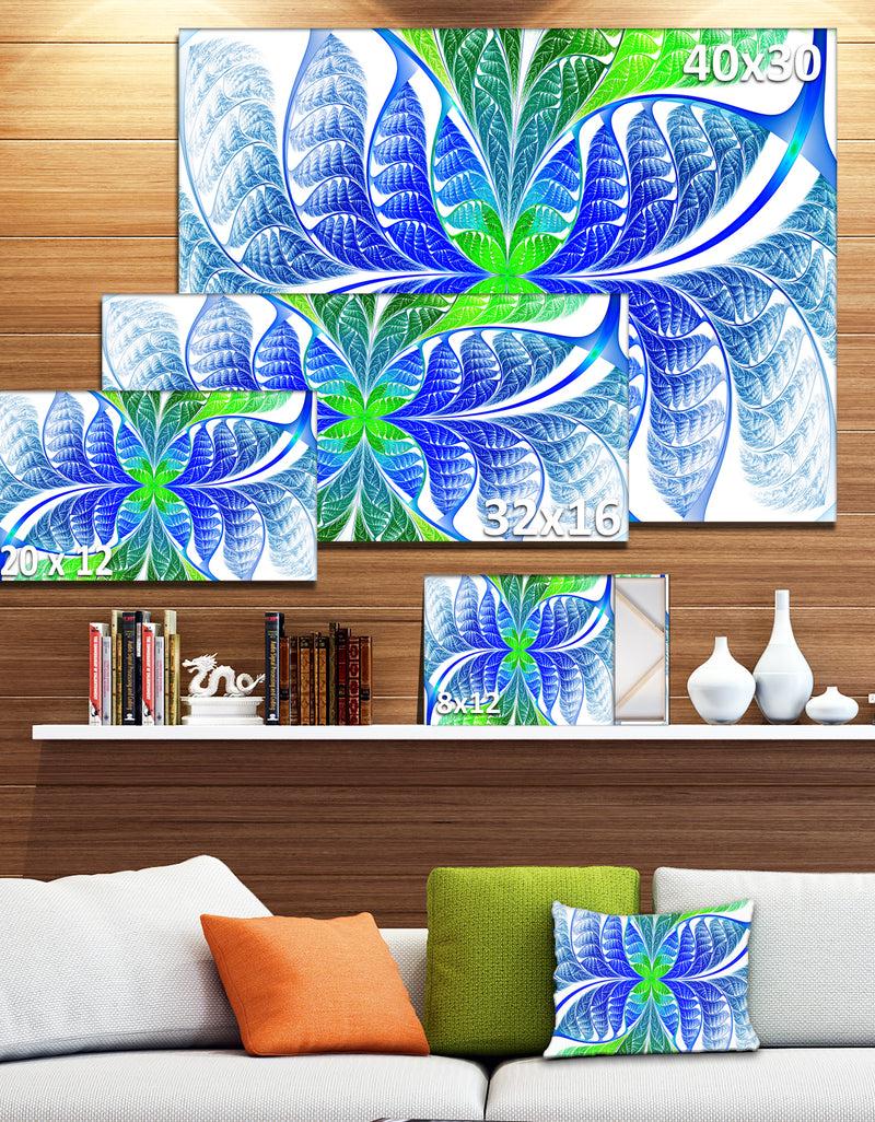 DesignQ Green Blue Fractal Glass Texture - Abstract Wall Art On Canvas