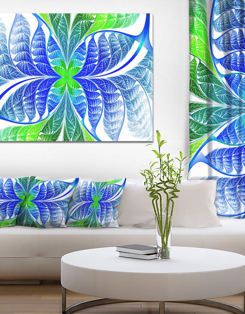 DesignQ Green Blue Fractal Glass Texture - Abstract Wall Art on Canvas