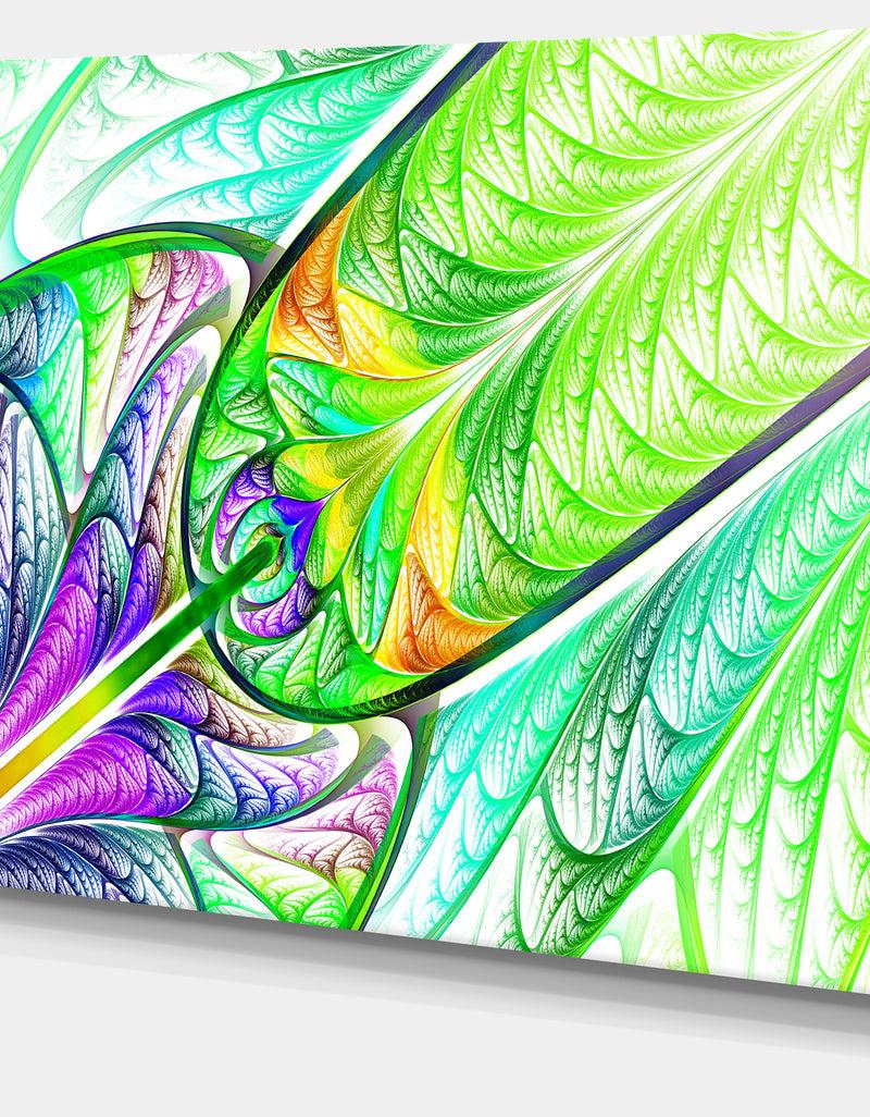 DesignQ Green Blue Fractal Stained Glass - Abstract Wall Art Canvas