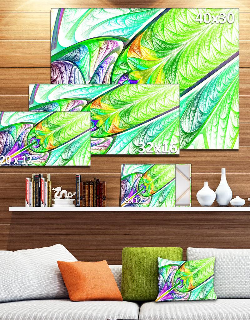 DesignQ Green Blue Fractal Stained Glass - Abstract Wall Art Canvas