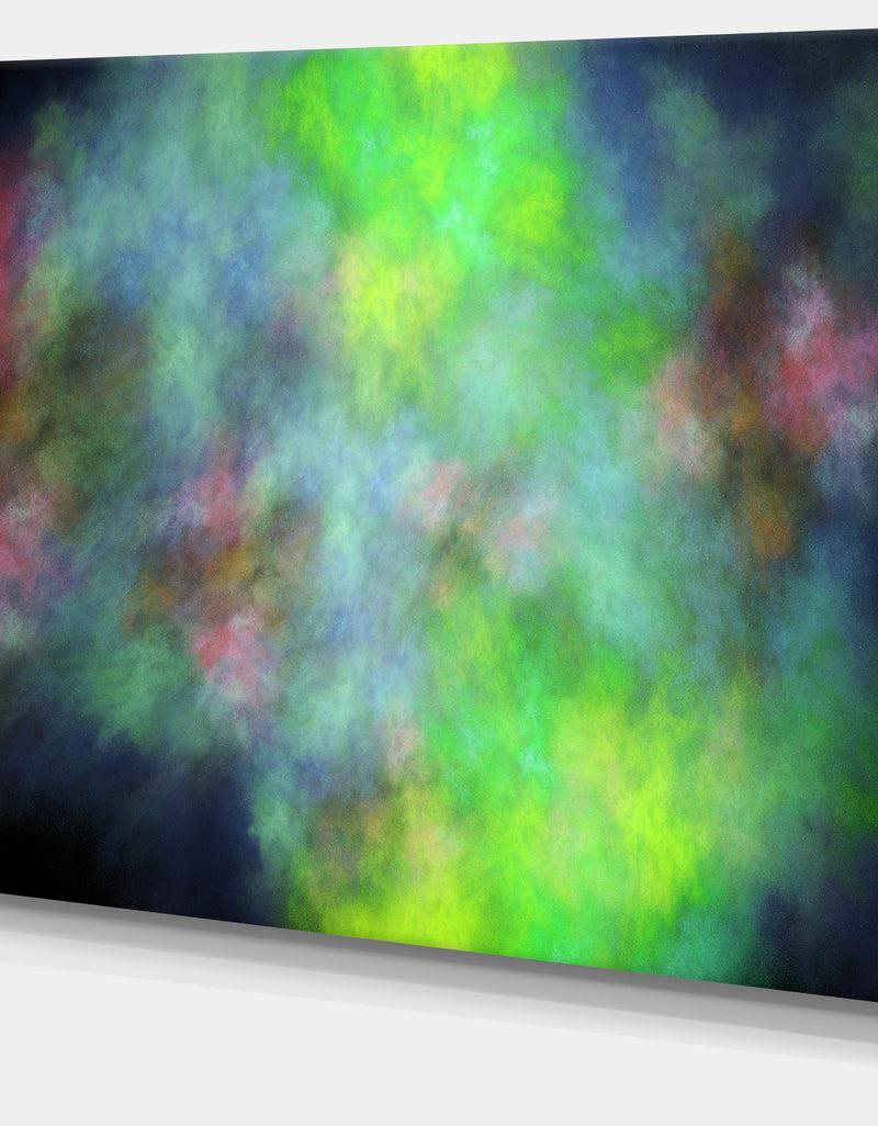 DesignQ Green Blue Sky With Stars'Extra Large Abstract Canvas Art Print