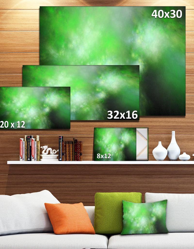 DesignQ Green Blur Sky With Stars'Extra Large Abstract Canvas Art Print