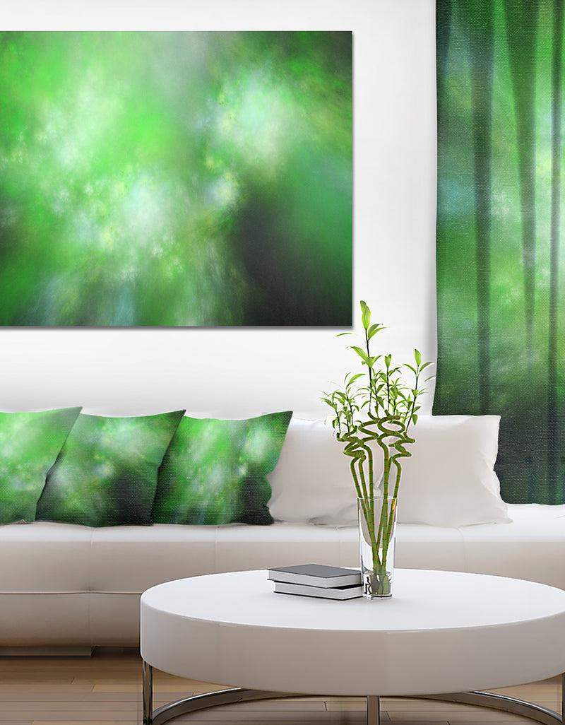 DesignQ Green Blur Sky with Stars'Extra Large Abstract Canvas Art Print