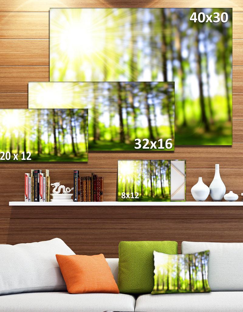 DesignQ Green Bokeh In The Forest - Landscape Wall Art On Canvas
