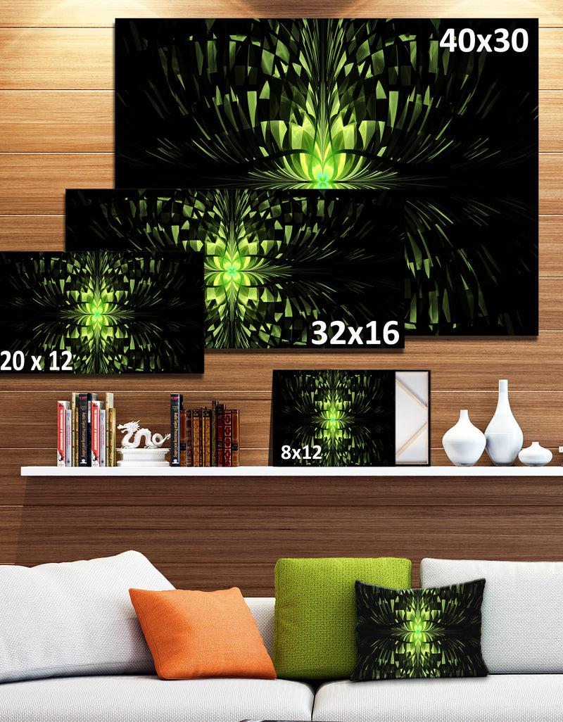 DesignQ Green Butterfly Pattern On Black - Extra Large Abstract Canvas Art Print Canvas