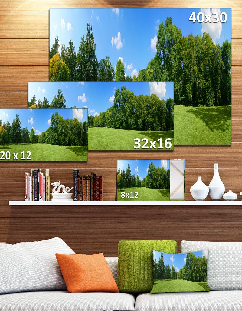 DesignQ Green City Park Panorama - Extra Large Landscape Canvas Art Print