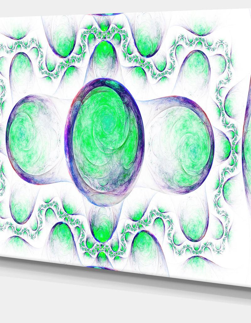 DesignQ Green Exotic Pattern On White - Abstract Art On Canvas