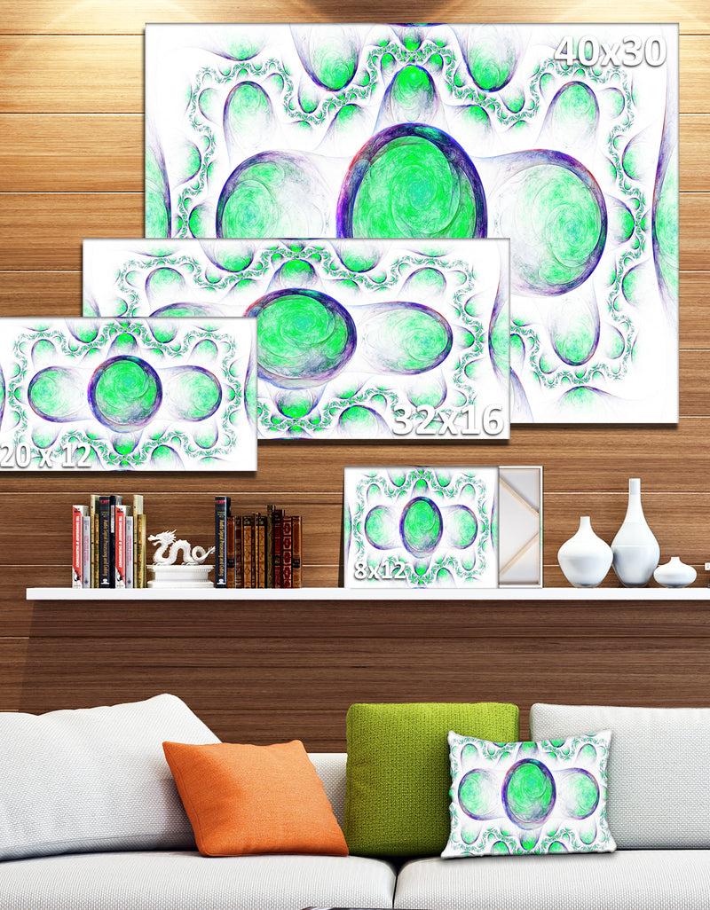 DesignQ Green Exotic Pattern On White - Abstract Art On Canvas