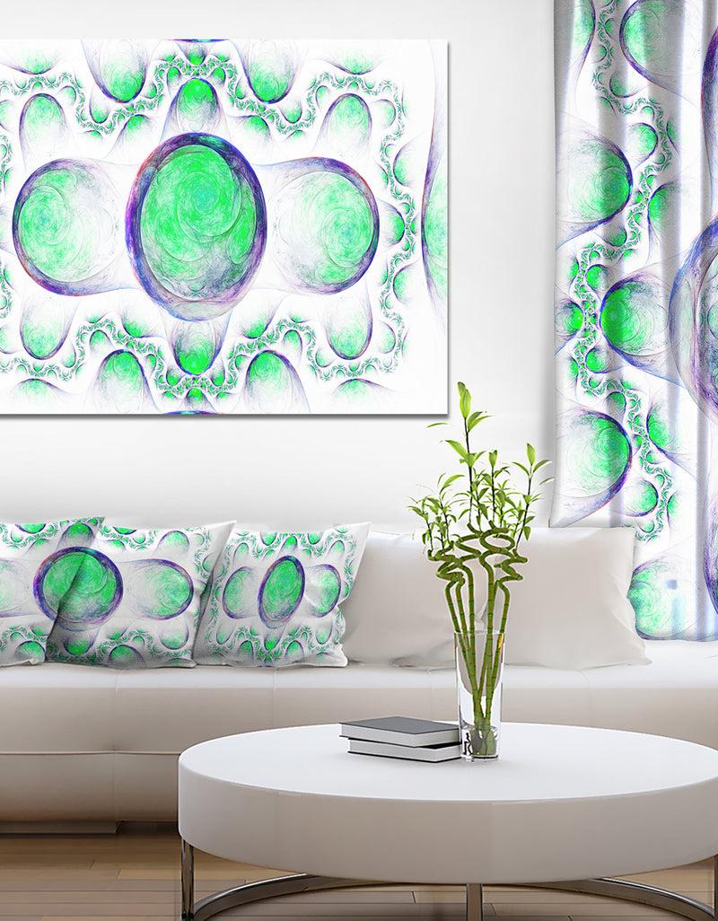 DesignQ Green Exotic Pattern On White - Abstract Art On Canvas