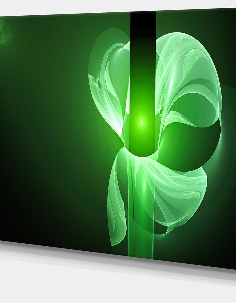 DesignQ Green Flower Fractal Illustration - Large Glossy Canvas Art Print