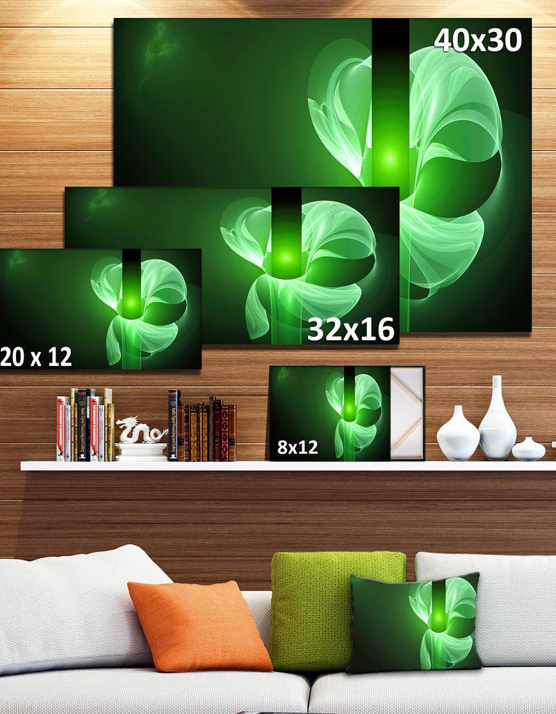 DesignQ Green Flower Fractal Illustration - Large Glossy Canvas Art Print