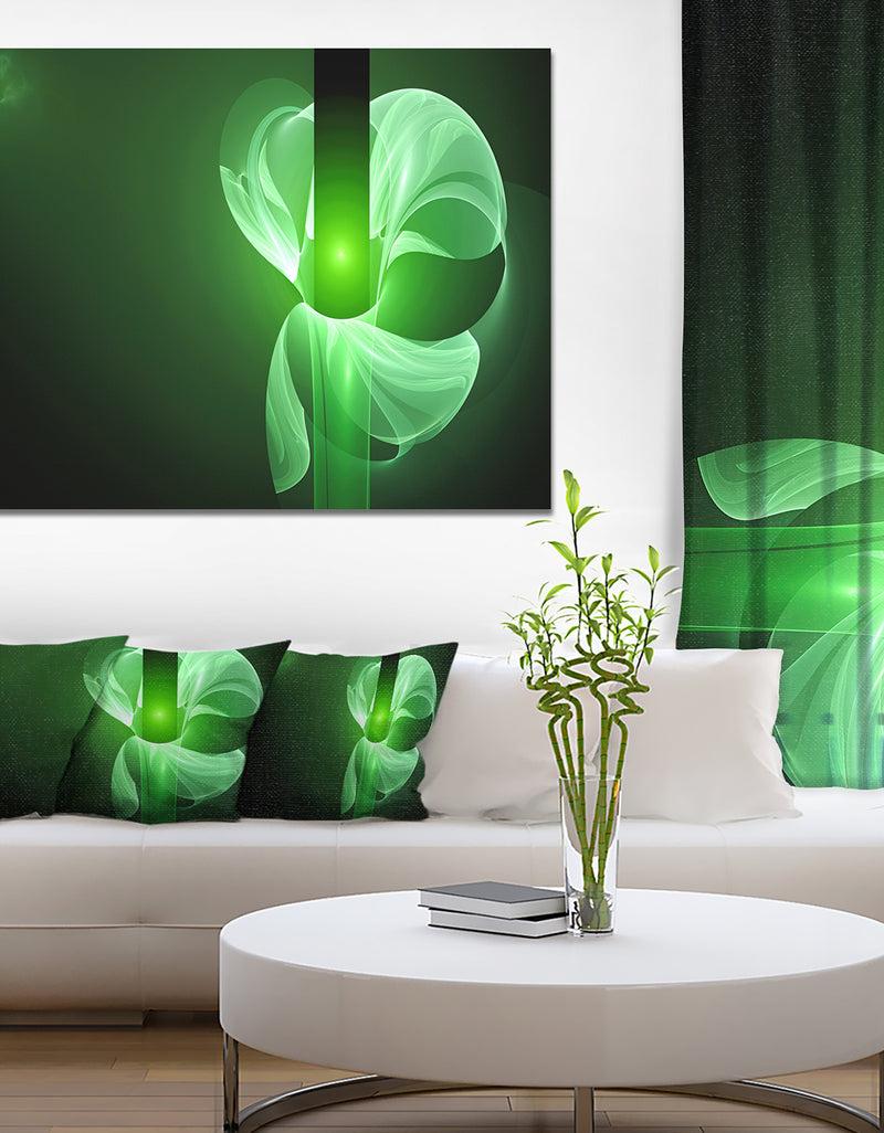 DesignQ Green Flower Fractal Illustration - Large Glossy Canvas Art Print