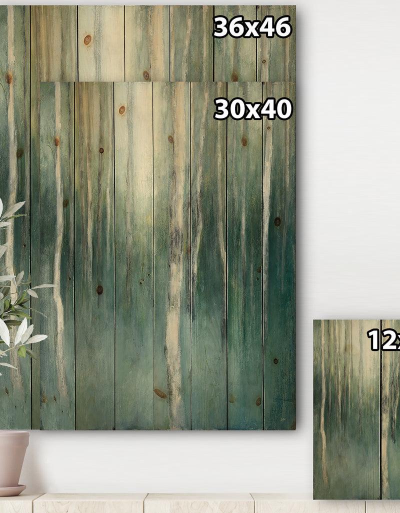 DesignQ Green Forest Dream - Traditional Landscape Print On Natural Pine Wood