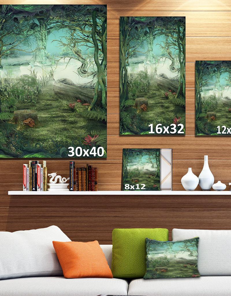 DesignQ Green Forest Glade - Landscape Art Canvas Print