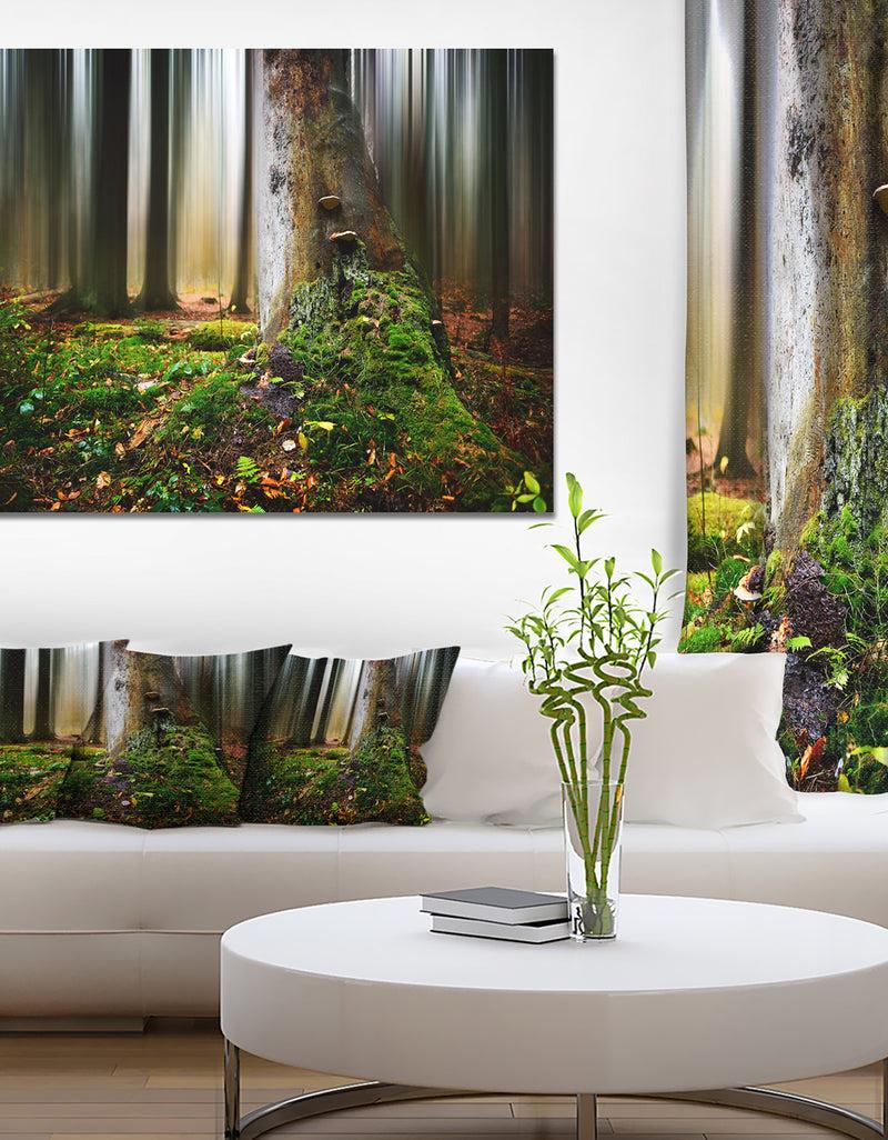 DesignQ Green Forest on Snowy Morning - Large Landscape Canvas Art Print