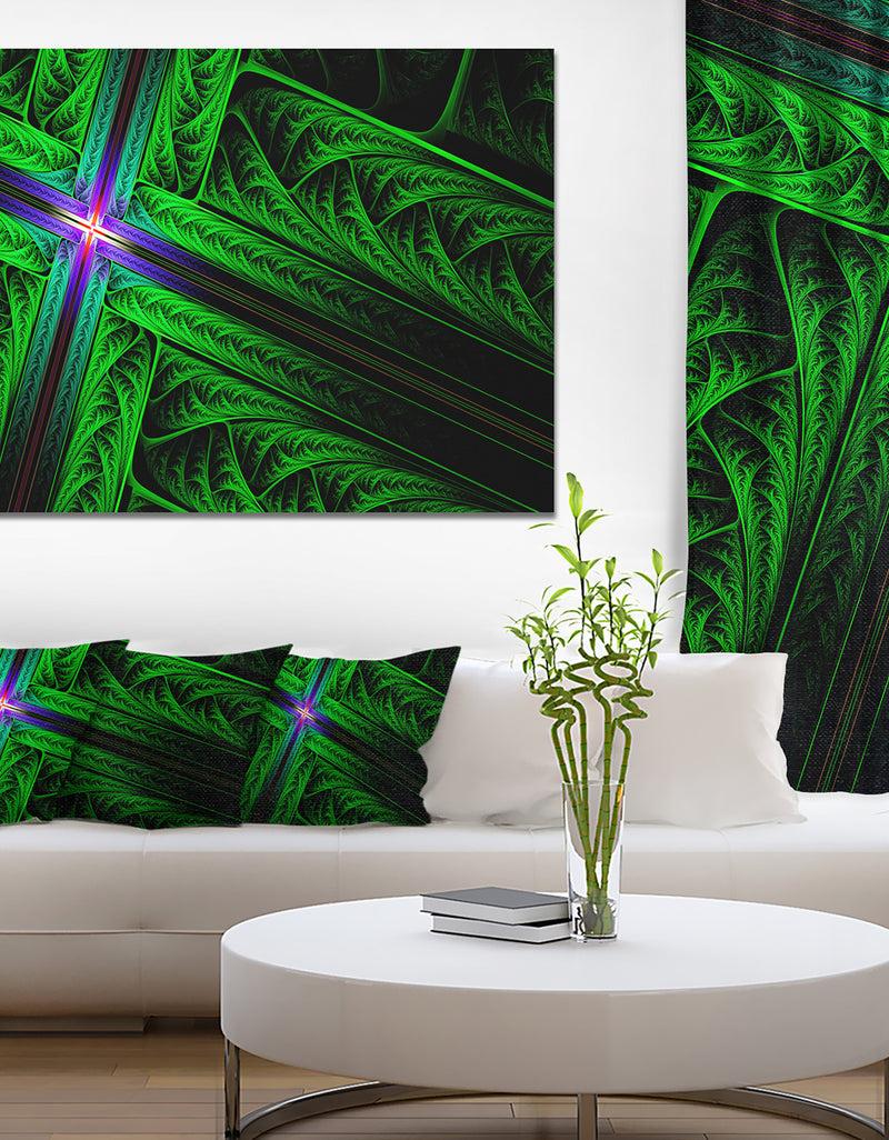 DesignQ Green Fractal Cross Design - Large Glossy Canvas Art Print