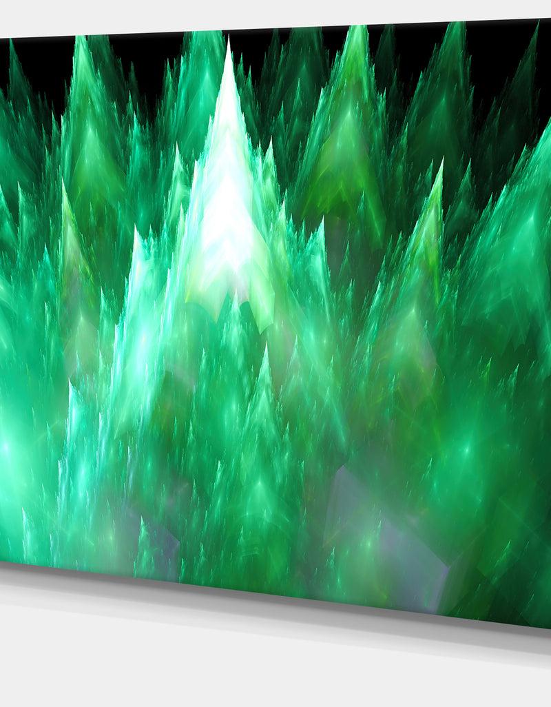 DesignQ Green Fractal Crystals Design - Extra Large Abstract Canvas Art Print