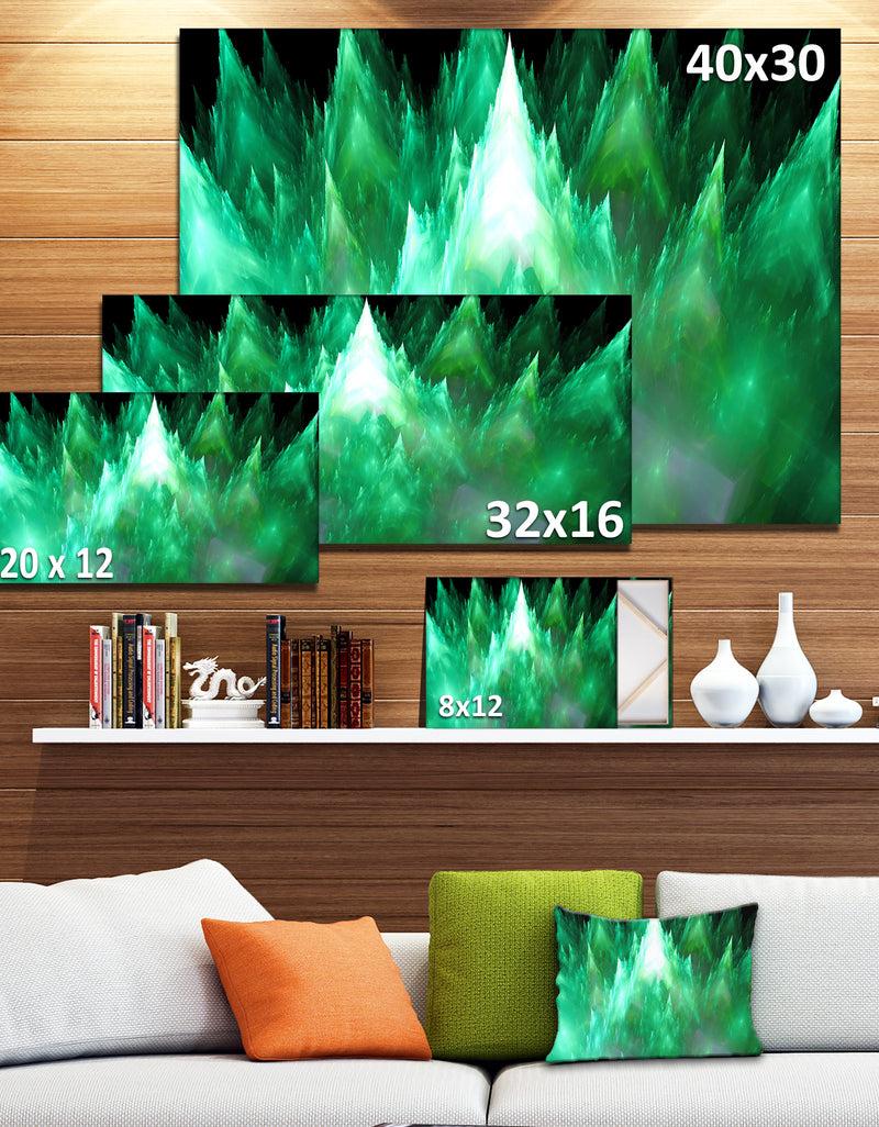 DesignQ Green Fractal Crystals Design - Extra Large Abstract Canvas Art Print
