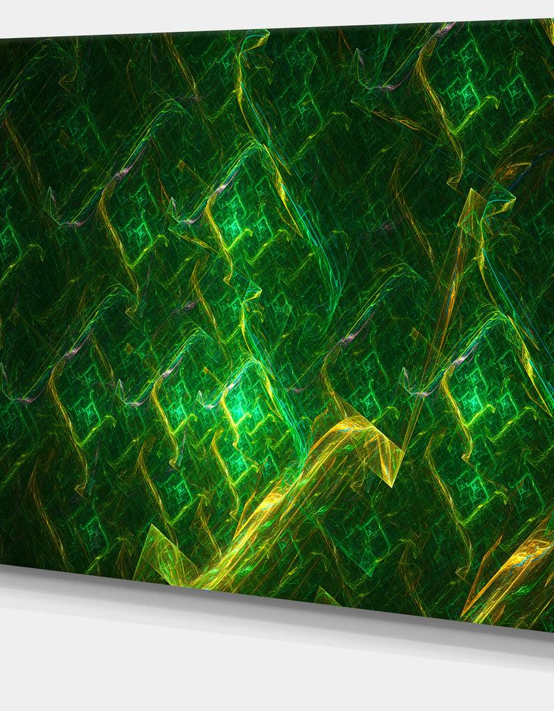 DesignQ Green Fractal Electric Lightning - Abstract Art On Canvas