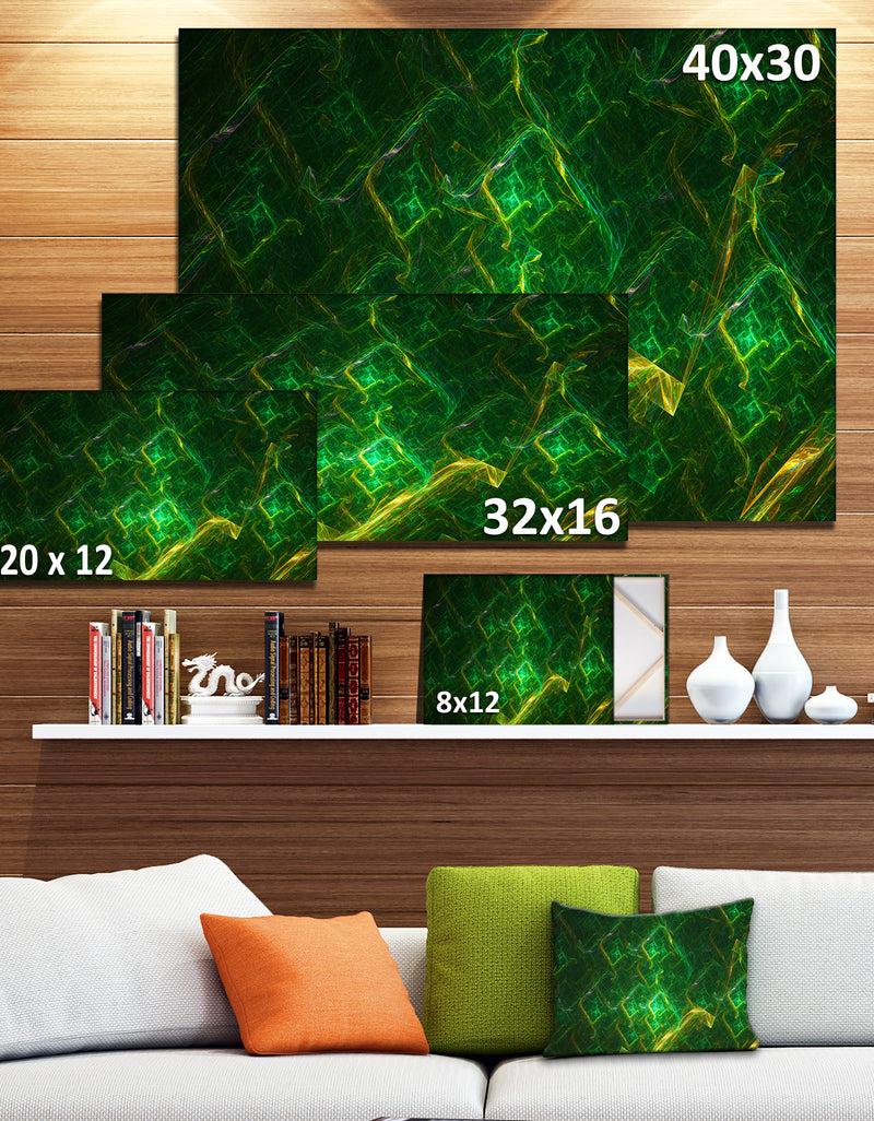 DesignQ Green Fractal Electric Lightning - Abstract Art On Canvas