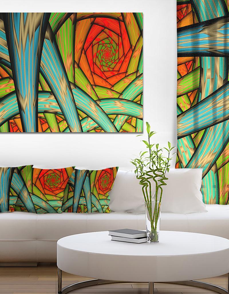 DesignQ Green Fractal Endless Tunnel - Large Glossy Canvas Art Print