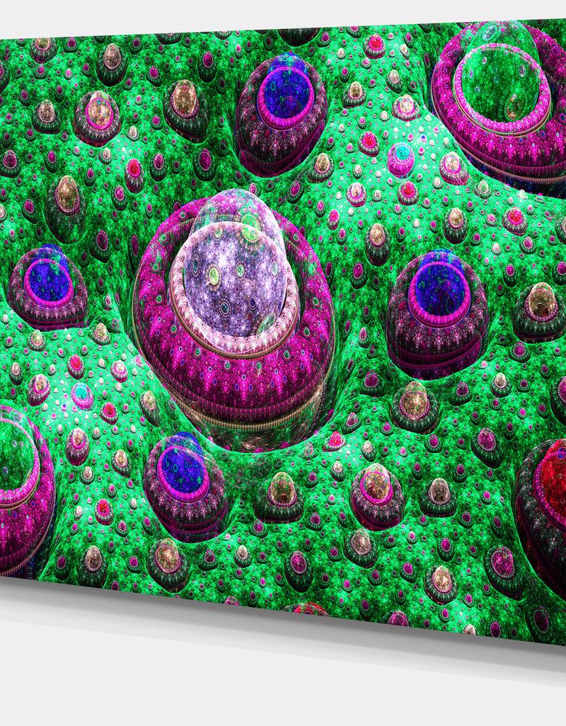 DesignQ Green Fractal Exotic Planet - Extra Large Canvas Art Print