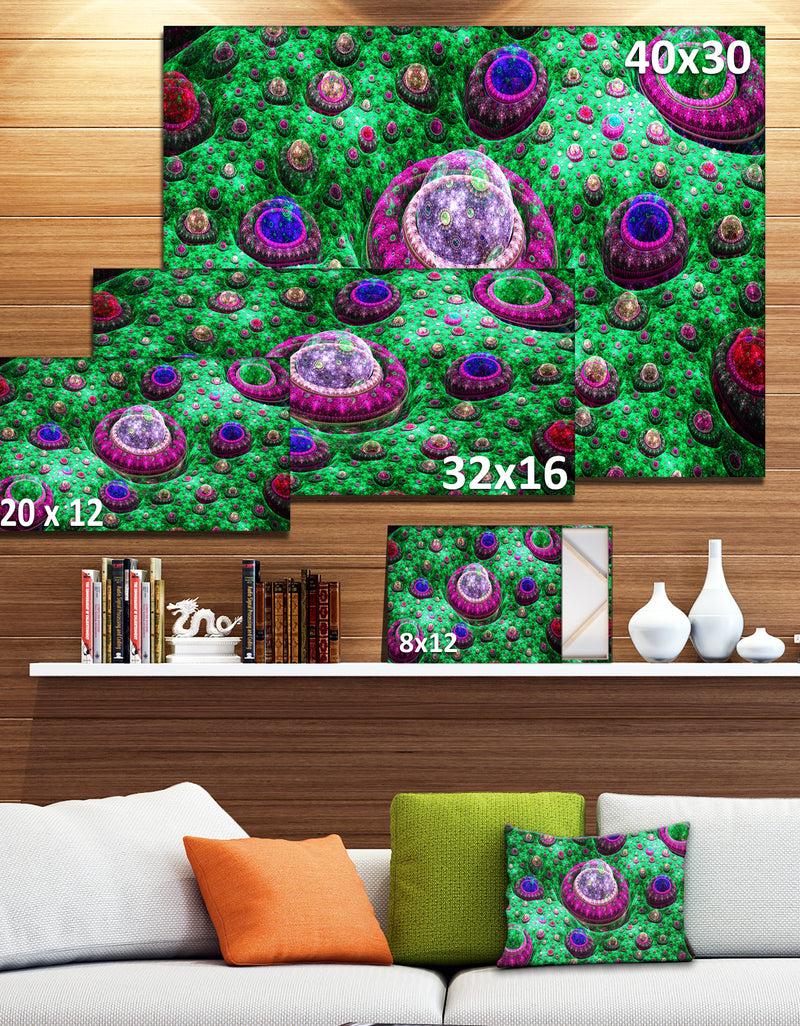 DesignQ Green Fractal Exotic Planet - Extra Large Canvas Art Print