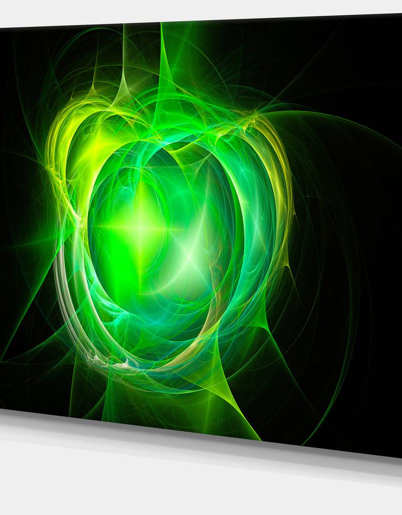 DesignQ Green Fractal Explosion Supernova - Large Glossy Canvas Art Print