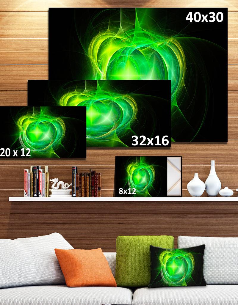 DesignQ Green Fractal Explosion Supernova - Large Glossy Canvas Art Print