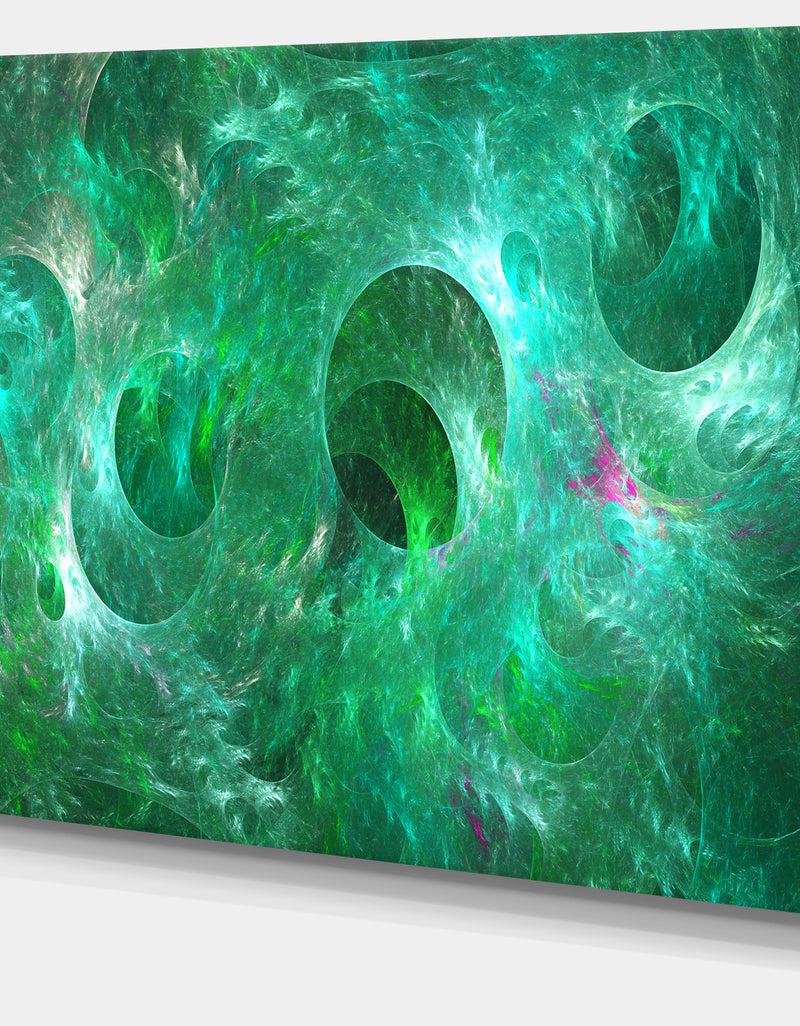DesignQ Green Fractal Glass Texture - Abstract Artwork On Canvas