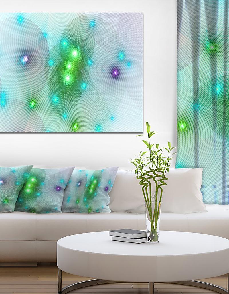 DesignQ Green Fractal Lights in Fog - Extra Large Abstract Canvas Art Print Canvas