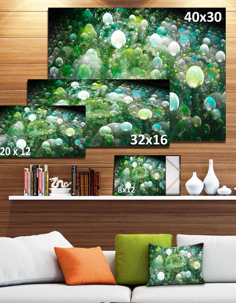DesignQ Green Fractal Molecule Pattern - Extra Large Abstract Canvas Wall Art