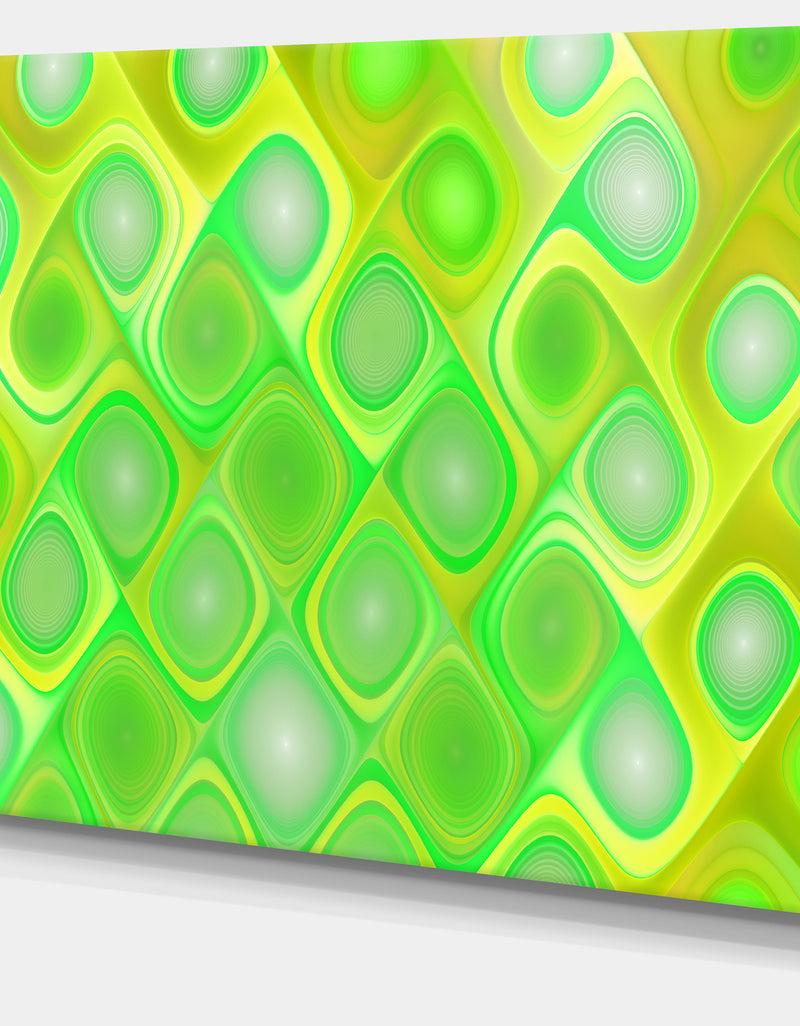 DesignQ Green Fractal Pattern With Swirls - Abstract Wall Art Canvas