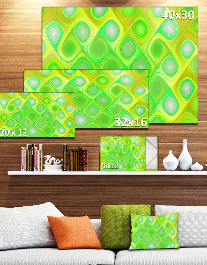 DesignQ Green Fractal Pattern With Swirls - Abstract Wall Art Canvas