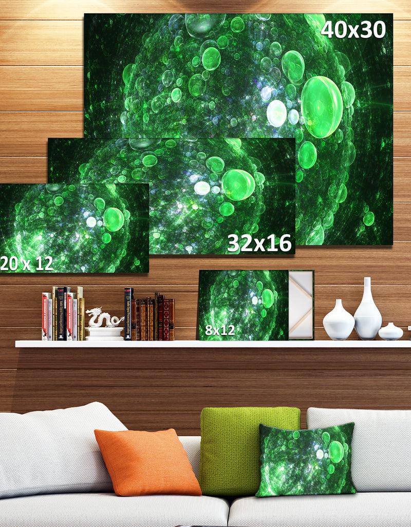 DesignQ Green Fractal Planet Of Bubbles - Extra Large Abstract Canvas Wall Art