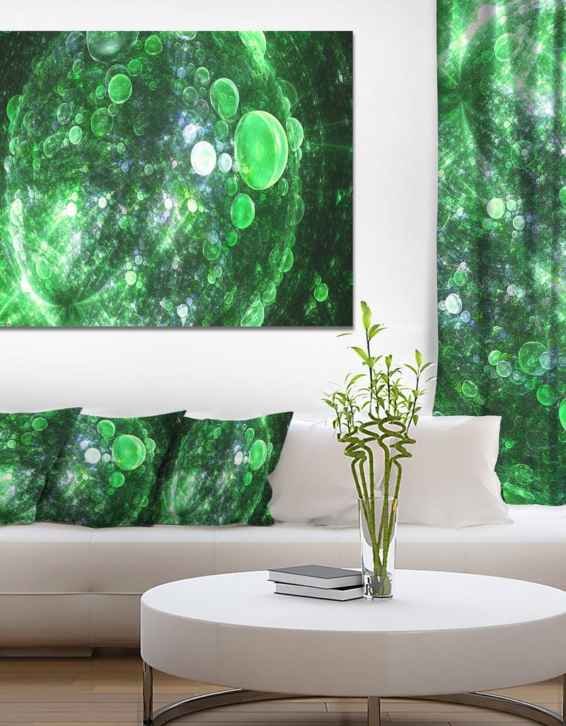 DesignQ Green Fractal Planet of Bubbles - Extra Large Abstract Canvas Wall Art