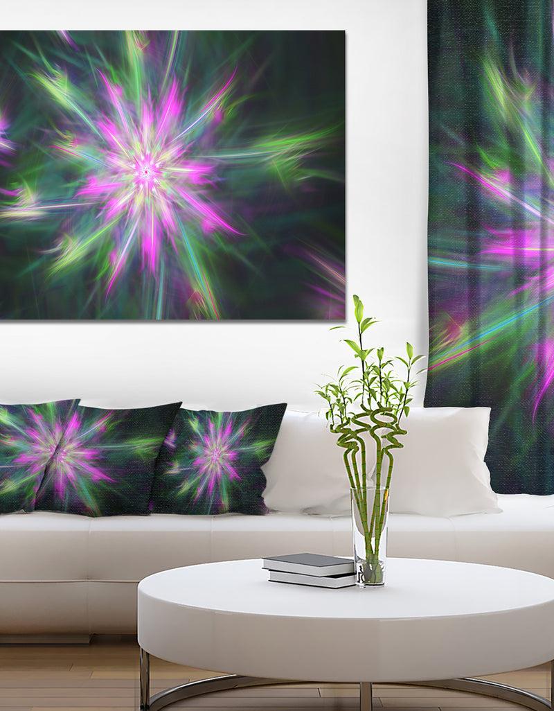 DesignQ Green Fractal Shining Bright Star - Extra Large Abstract Canvas Art Print