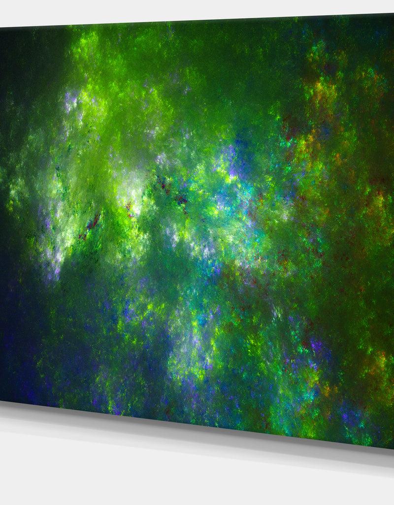 DesignQ Green Fractal Sky With Blur Stars'Extra Large Abstract Canvas Art Print