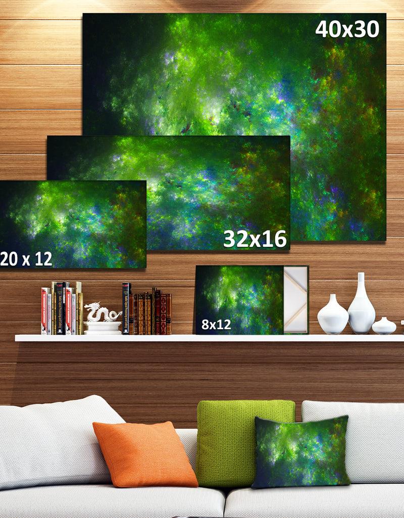 DesignQ Green Fractal Sky With Blur Stars'Extra Large Abstract Canvas Art Print