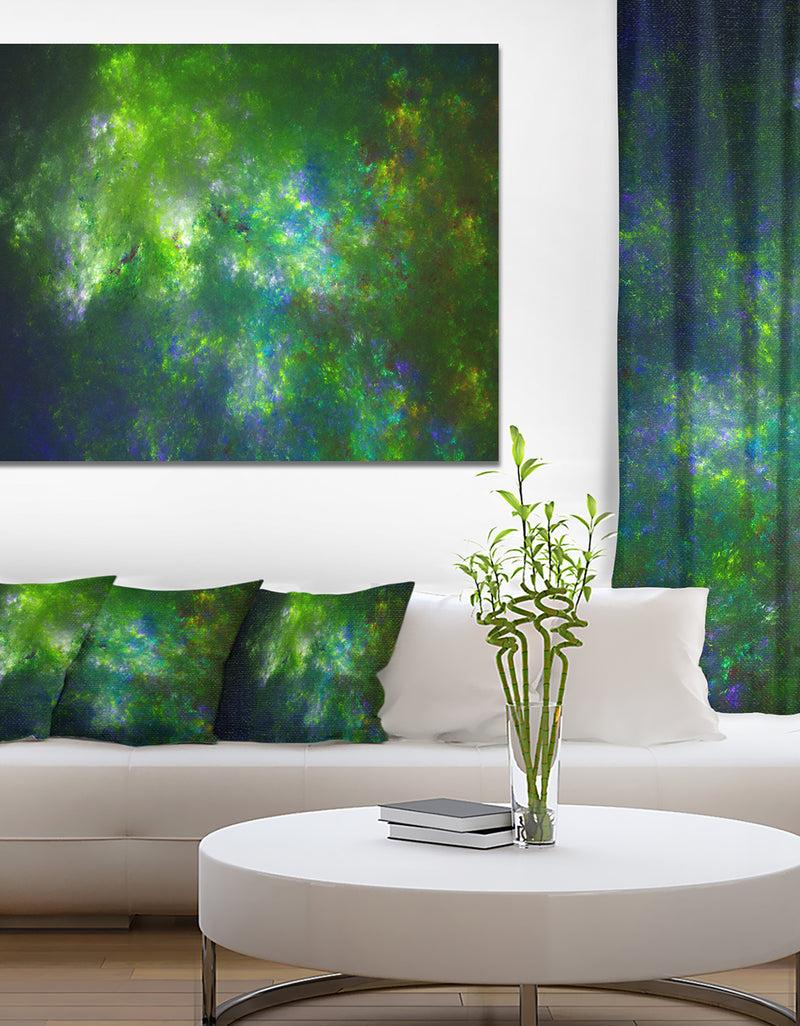 DesignQ Green Fractal Sky with Blur Stars'Extra Large Abstract Canvas Art Print