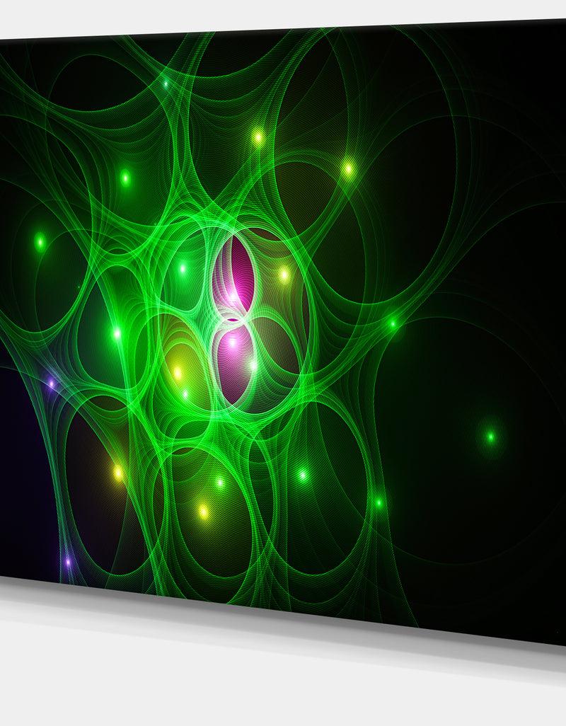 DesignQ Green Fractal Space Circles - Extra Large Abstract Canvas Art Print