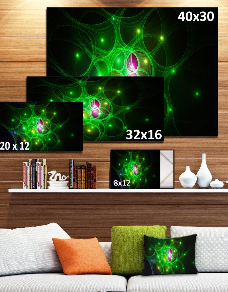 DesignQ Green Fractal Space Circles - Extra Large Abstract Canvas Art Print