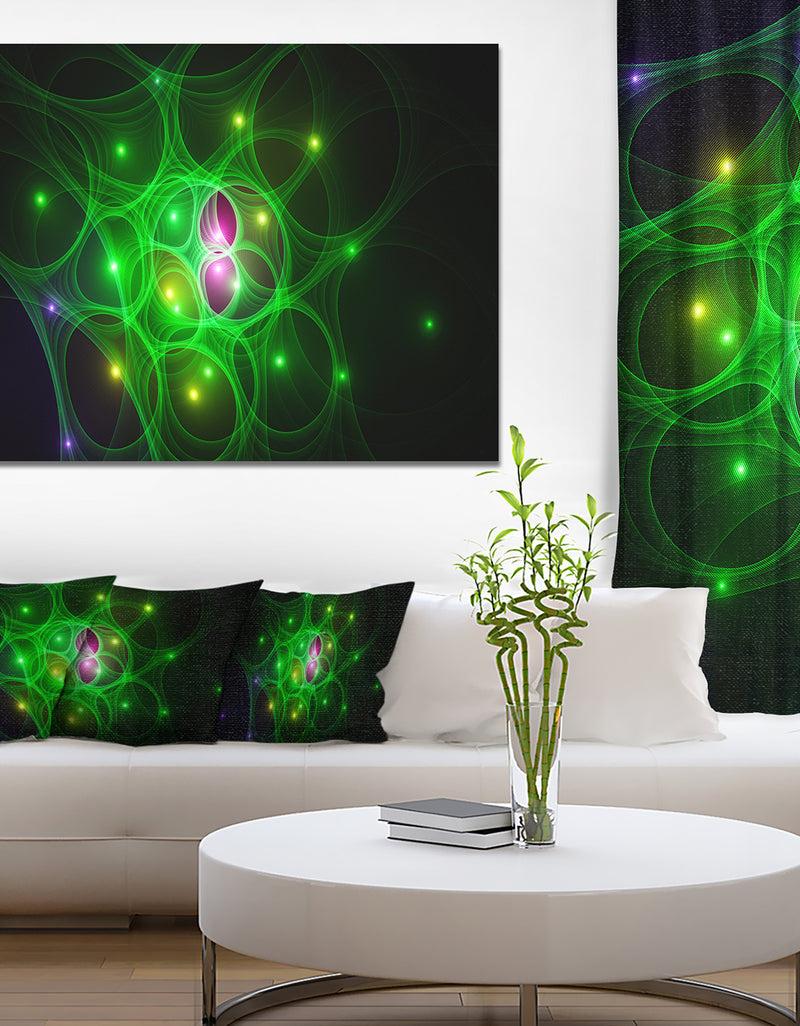 DesignQ Green Fractal Space Circles - Extra Large Abstract Canvas Art Print